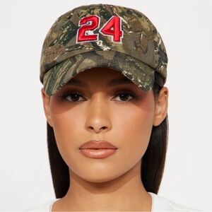 Camo Baseball Cap with Red “24” Embroidery